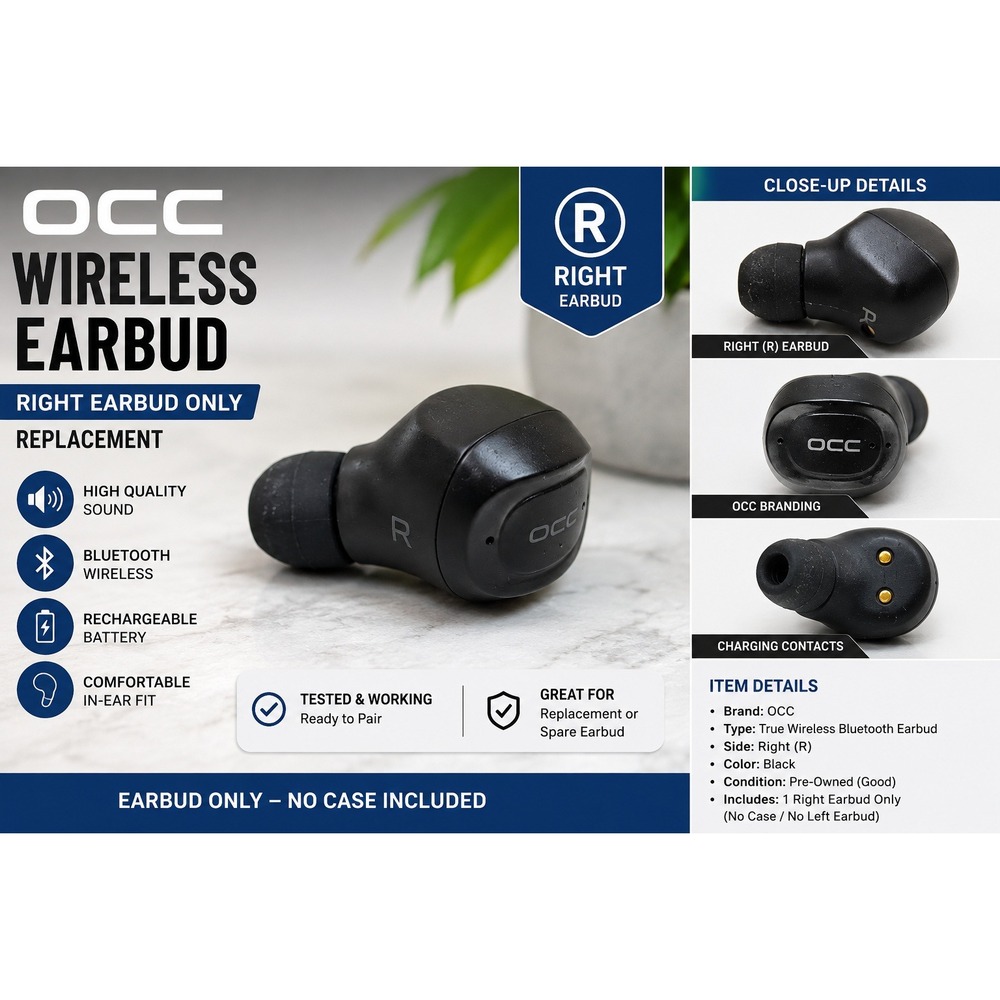 OCC Wireless Bluetooth Earbud Right Side Only Replacement Black R Earbud